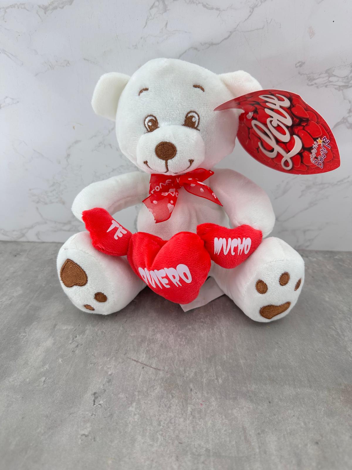 Osito 3 Corazones 18cm Blanco