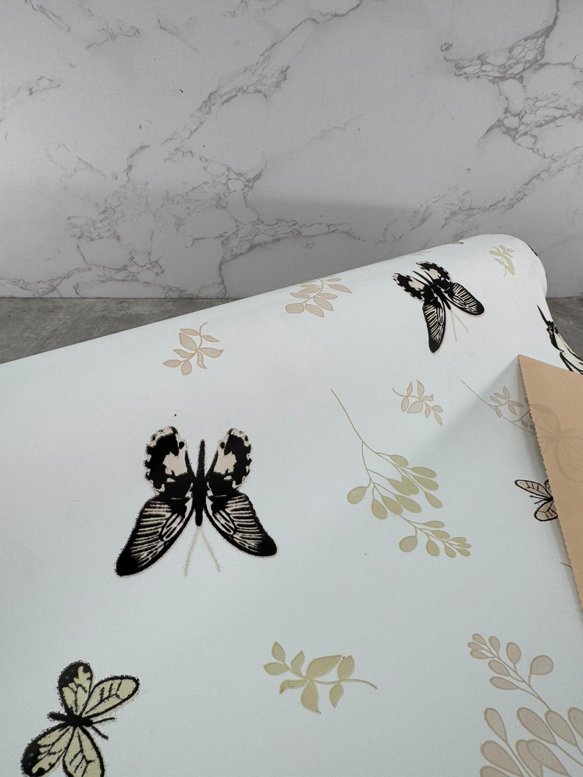 Rollo Perlato Crema Beige Mariposas 70cmx50m