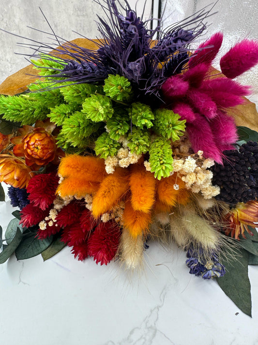Bouquet Seco Redondo Arlequín (Según Flor Disp.)