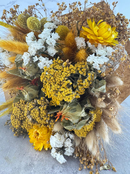 Bouquet Seco Redondo Amarillo (Según Flor Disp.)