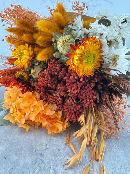 Bouquet Seco Redondo Naranja (Según Flor Disp.)